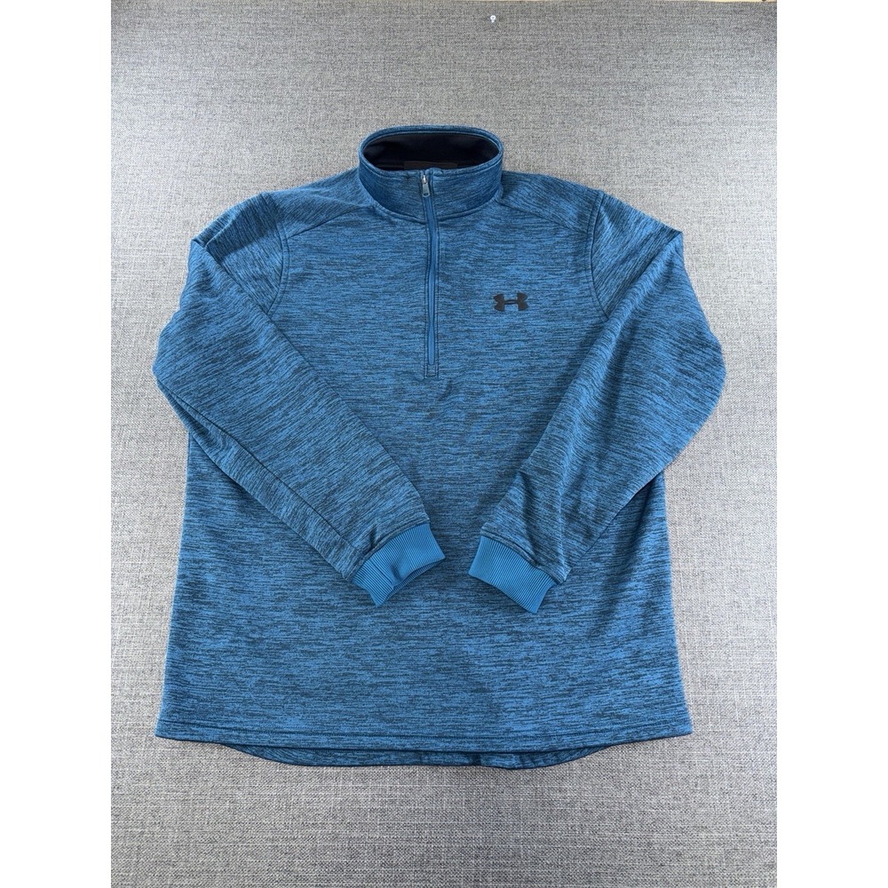 Under Armour ColdGear 1/4 Zip Pullover Men's Medium Blue Loose Fleece Jacket